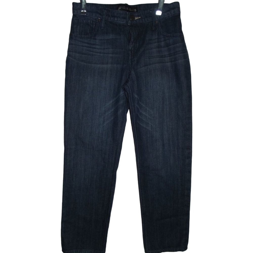 Express 0 x 26" Cropped Mid Rise Dark Blue Whiskered Jeans crop 100% cotton